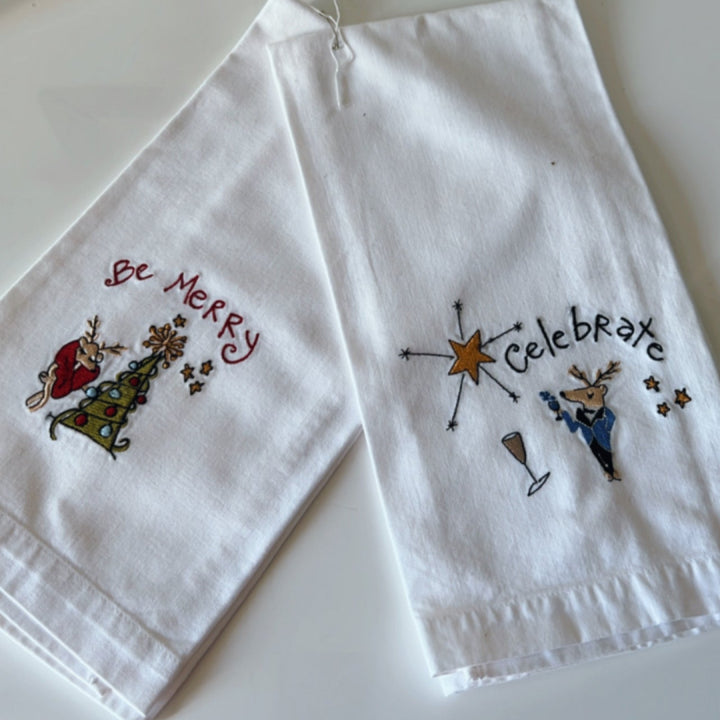 Christmas/New Year Set of 2 Tea Towels