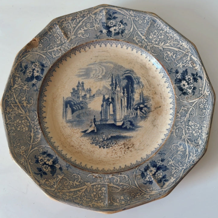 Old Vintage Blue Plate