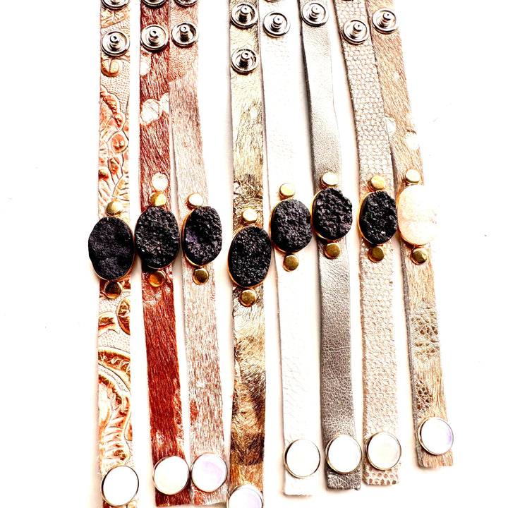 Stone Cowhide Bracelets