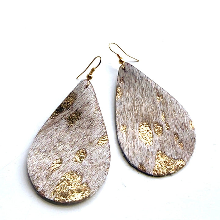 Metallic Cowhide Earring