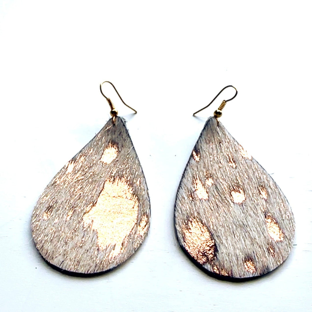 Metallic Cowhide Earring